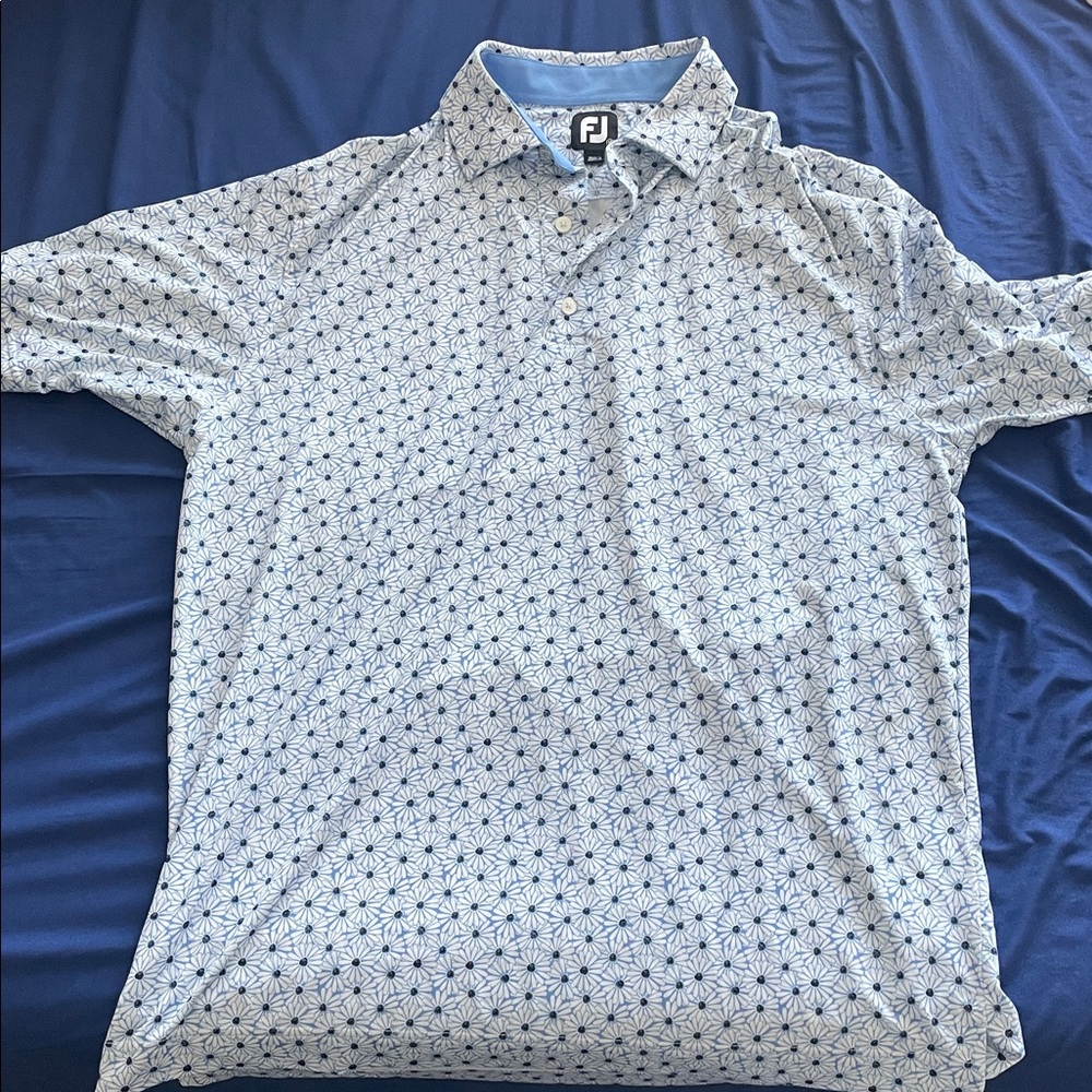 FootJoy Light Blue Floral Polo